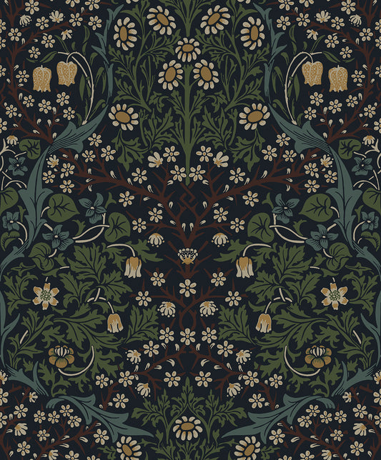 Etten Studios Etten Studios Online Victorian Floral Floral Vintage Blue Matte Sidewall - ET13222