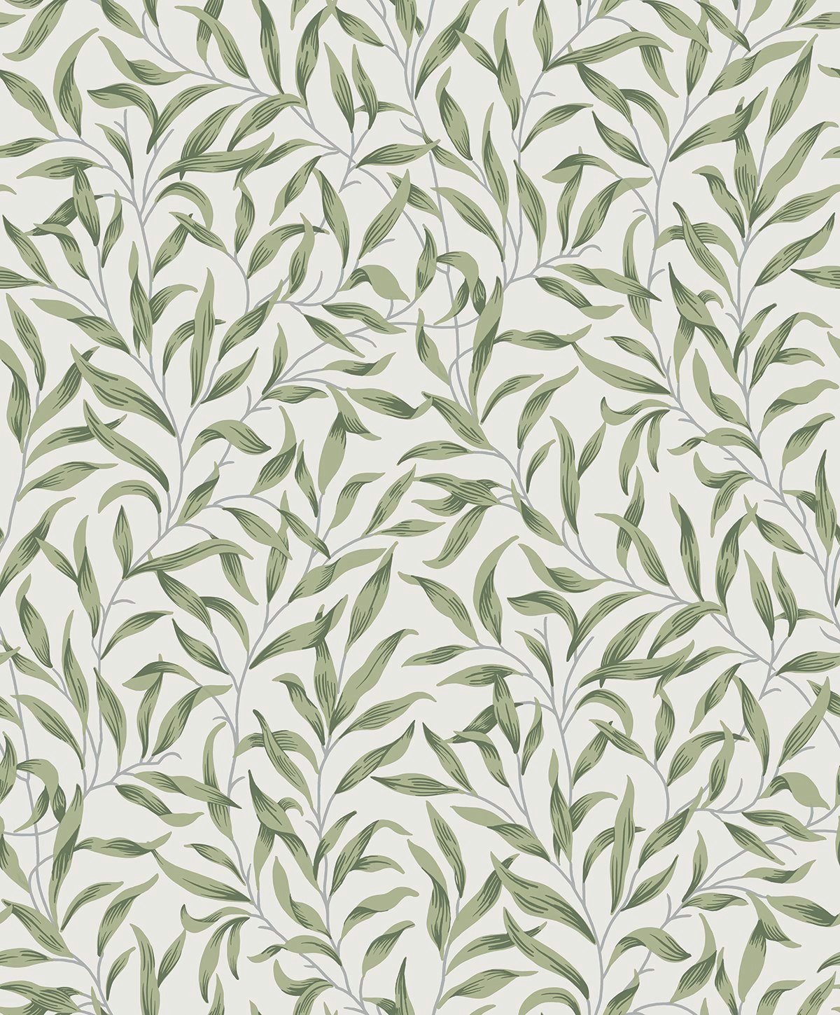 Etten Studios Etten Studios Online Willow Leaves Botanical Vintage Green Matte Sidewall - ET13304