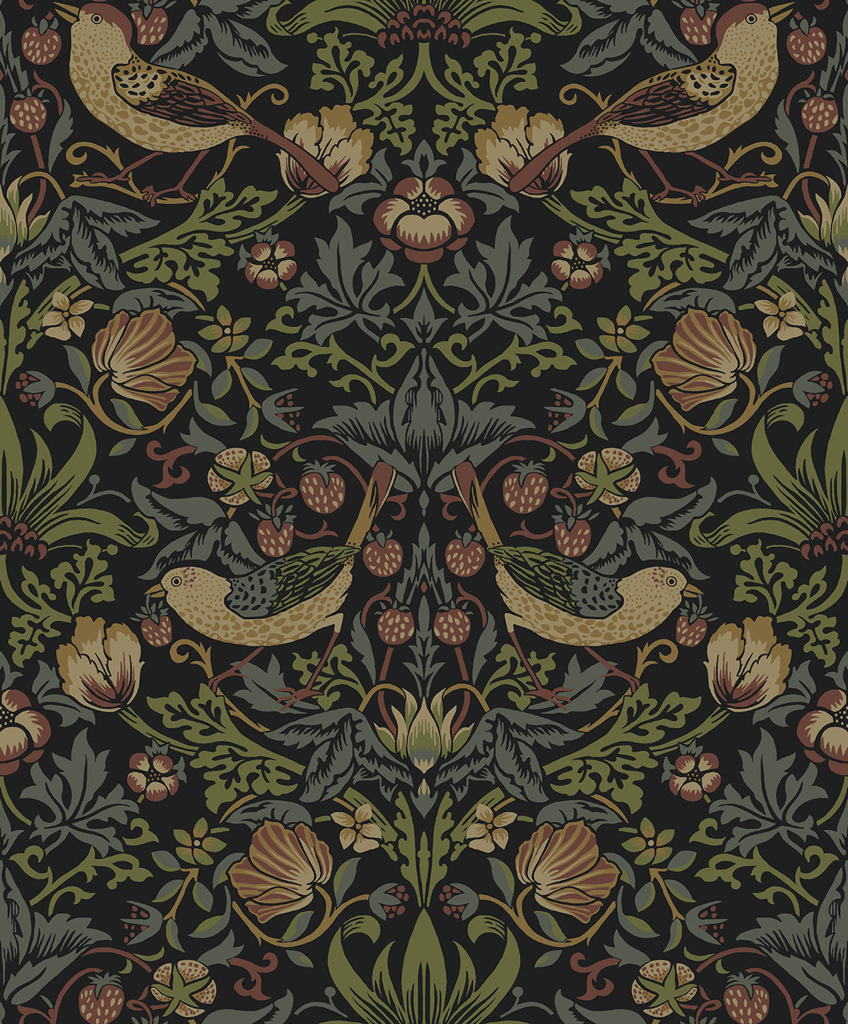 Etten Studios Etten Studios Online Strawberry Meadow Botanical Vintage Black Matte Sidewall - ET13401