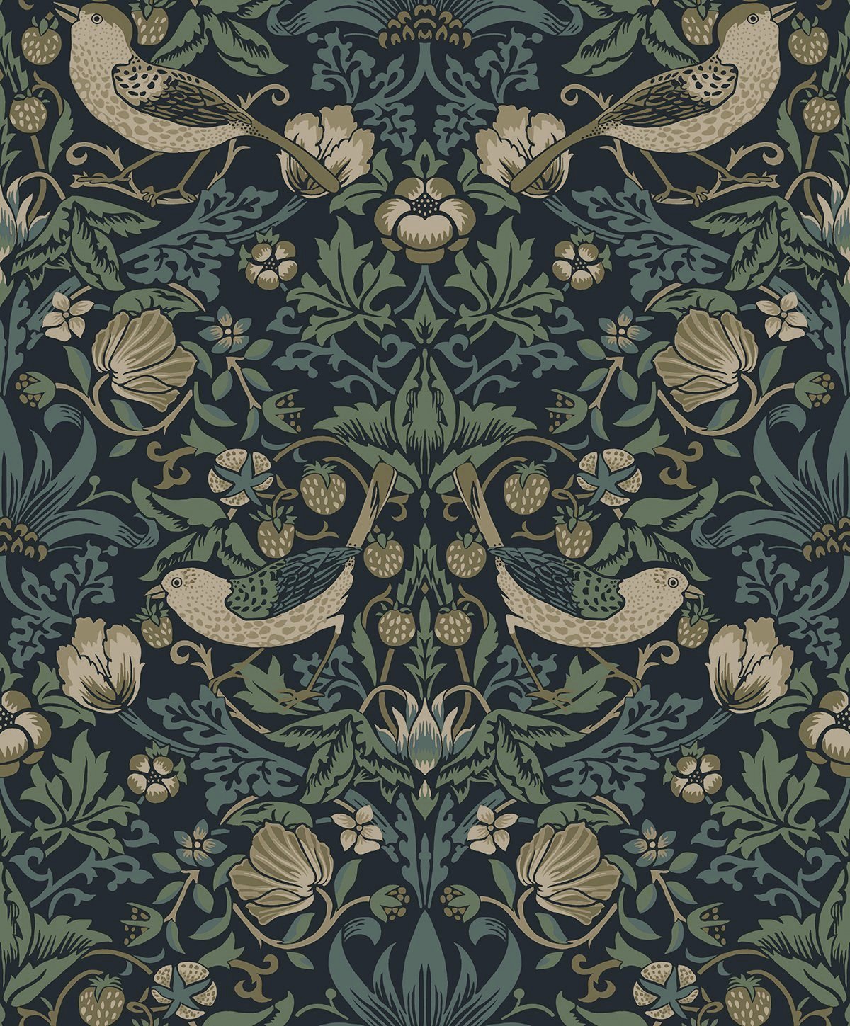 Etten Studios Etten Studios Online Strawberry Meadow Botanical Vintage Blue Matte Sidewall - ET13402