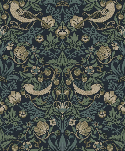 Etten Studios Etten Studios Online Strawberry Meadow Botanical Vintage Blue Matte Sidewall - ET13402