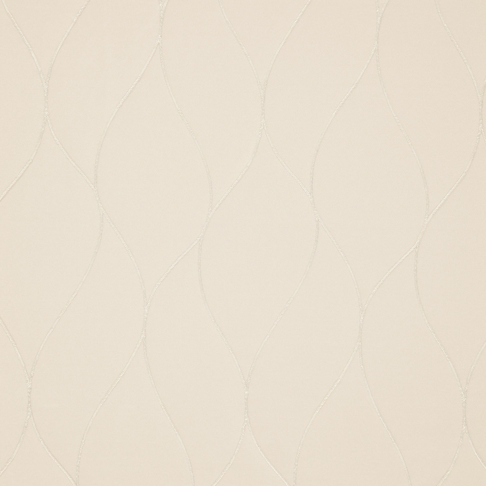 Beige fabric with subtle cream stitched curves forming an airy wavy geometric pattern.