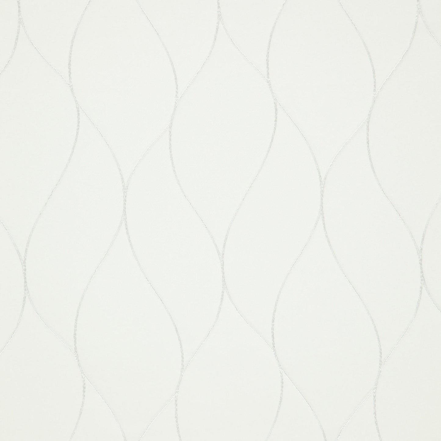 Ivory fabric with a delicate curved silver vine pattern in a subtle, repeating design.
