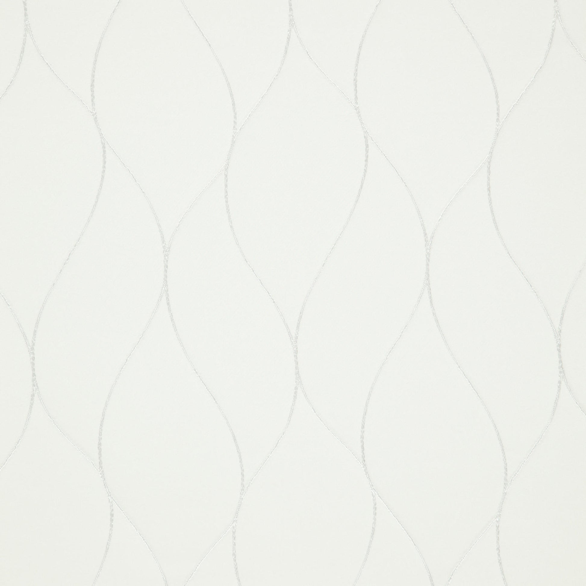 Ivory fabric with a delicate curved silver vine pattern in a subtle, repeating design.