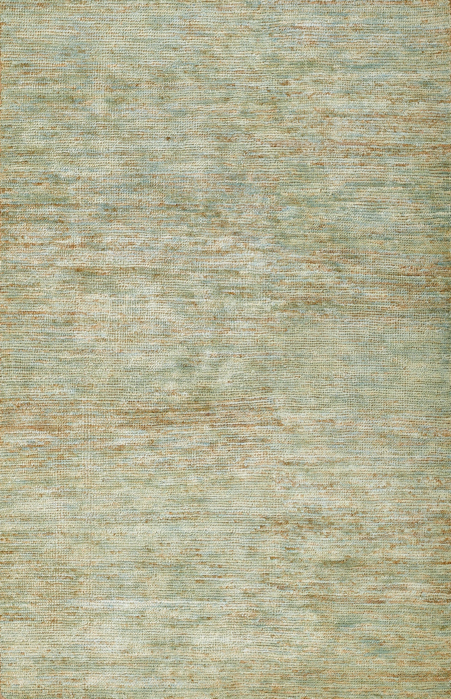 Rectangular flat-weave rug in muted green-beige tones with a subtle marled texture.