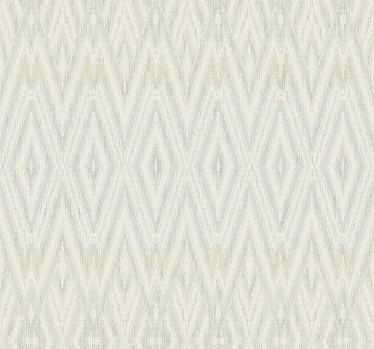 York Wallcoverings Candice Olson Casual Elegance Diamond Marquise Blue and Neutral Wallpaper  Geometrics Whites and Off-Whites   - EV3914