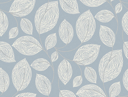York Wallcoverings Candice Olson Casual Elegance Contoured Leaves Indigo Blue Wallpaper  Sculptured Finishes Blues   - EV3925