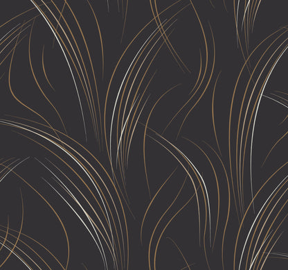 York Wallcoverings Candice Olson Casual Elegance Graceful Wisp Black Wallpaper  Geometrics Blacks   - EV3938