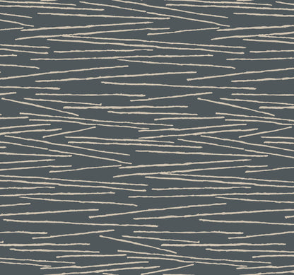 Dark slate background with cream irregular brushstroke lines in an abstract repeating stripe pattern.
