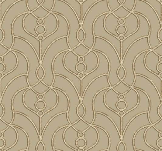 York Wallcoverings Candice Olson Casual Elegance Divine Trellis Taupe Wallpaper  Geometrics Browns   - EV3947