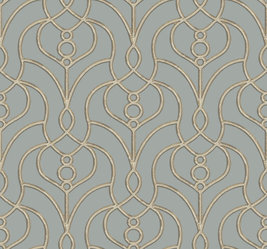 York Wallcoverings Candice Olson Casual Elegance Divine Trellis Dusty Blue Wallpaper  Geometrics Blues   - EV3948