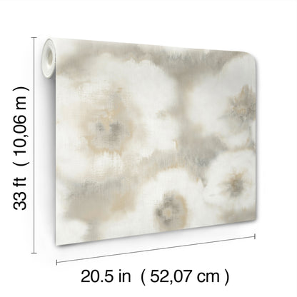 York Wallcoverings Candice Olson Casual Elegance Blended Floral Neutral Wallpaper  Florals and Flowers Beiges   - EV3962