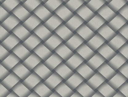 Navy wallpaper with a diagonal basket-weave texture; interlaced light and dark blue bands form a 3D square pattern.