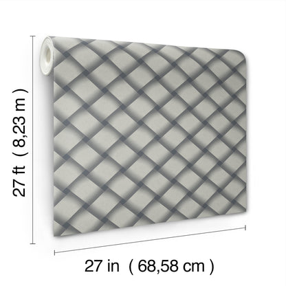 Rolled navy wallpaper with a basket-weave pattern; 27 in wide by 27 ft long.