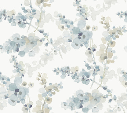 York Wallcoverings Candice Olson Casual Elegance Blossom Fling Blue Wallpaper  Botanical Blues   - EV3974
