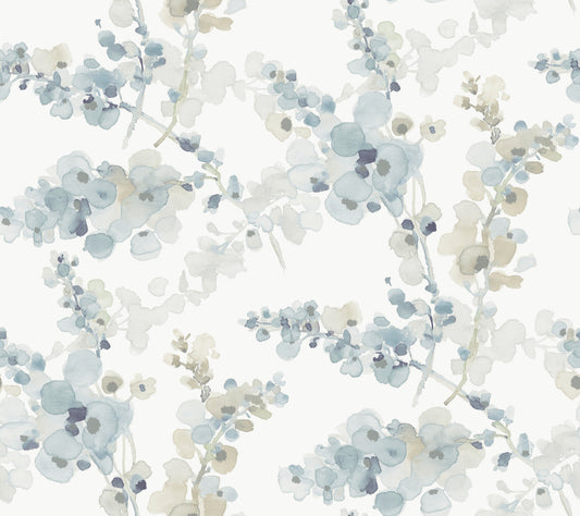 York Wallcoverings Candice Olson Casual Elegance Blossom Fling Blue Wallpaper  Botanical Blues   - EV3974