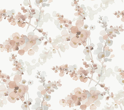York Wallcoverings Candice Olson Casual Elegance Blossom Fling Clay Wallpaper  Botanical Pinks   - EV3975