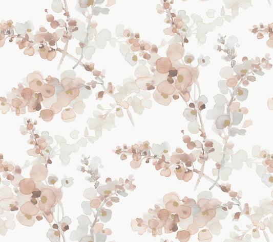 York Wallcoverings Candice Olson Casual Elegance Blossom Fling Clay Wallpaper  Botanical Pinks   - EV3975