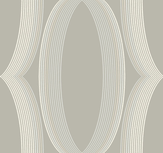 York Wallcoverings Candice Olson Casual Elegance Progression Ogee Light Neutral Wallpaper  Geometrics Greys   - EV3983