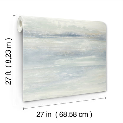 York Wallcoverings Black and White, III Soothing Mists Scenic Blue Oasis Wallpaper  Stripes Blues   - EV3988