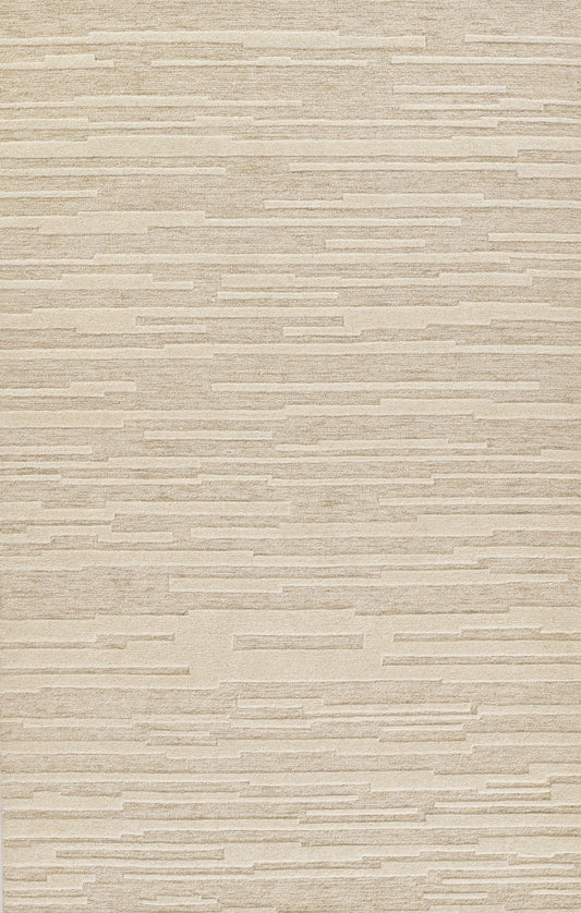 Taupe stacked-stone veneer wall panel with slim rectangular beige tiles in horizontal pattern