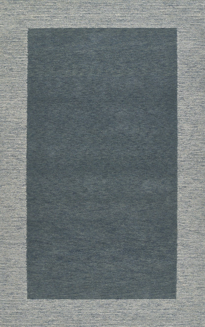 Dark navy central panel runner framed by a light gray striped border; rectangular, modern style.