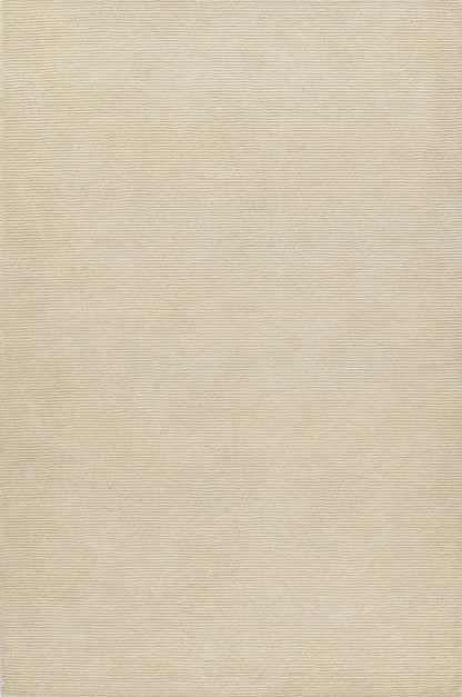 Beige woven textile with fine horizontal ribs; natural linen-like upholstery or rug fabric.