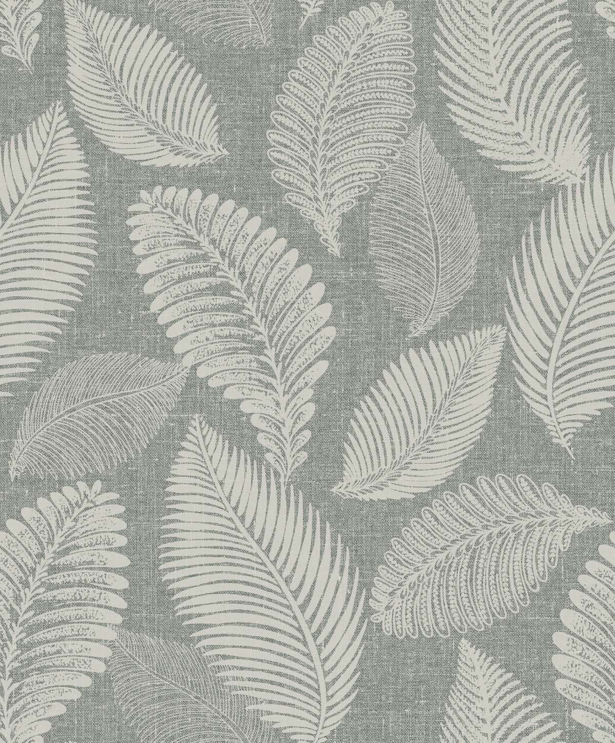 Seabrook Designs White Heron Tossed Leaves Botanical Contemporary Grey Matte Sidewall - EW10010