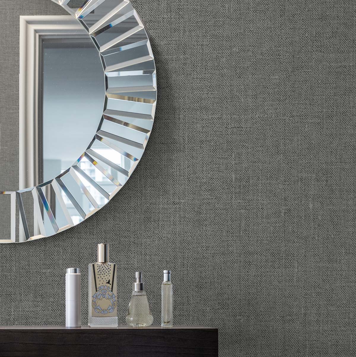 Seabrook Designs White Heron Abington Faux Linen Linen Contemporary Grey Matte  - EW10110