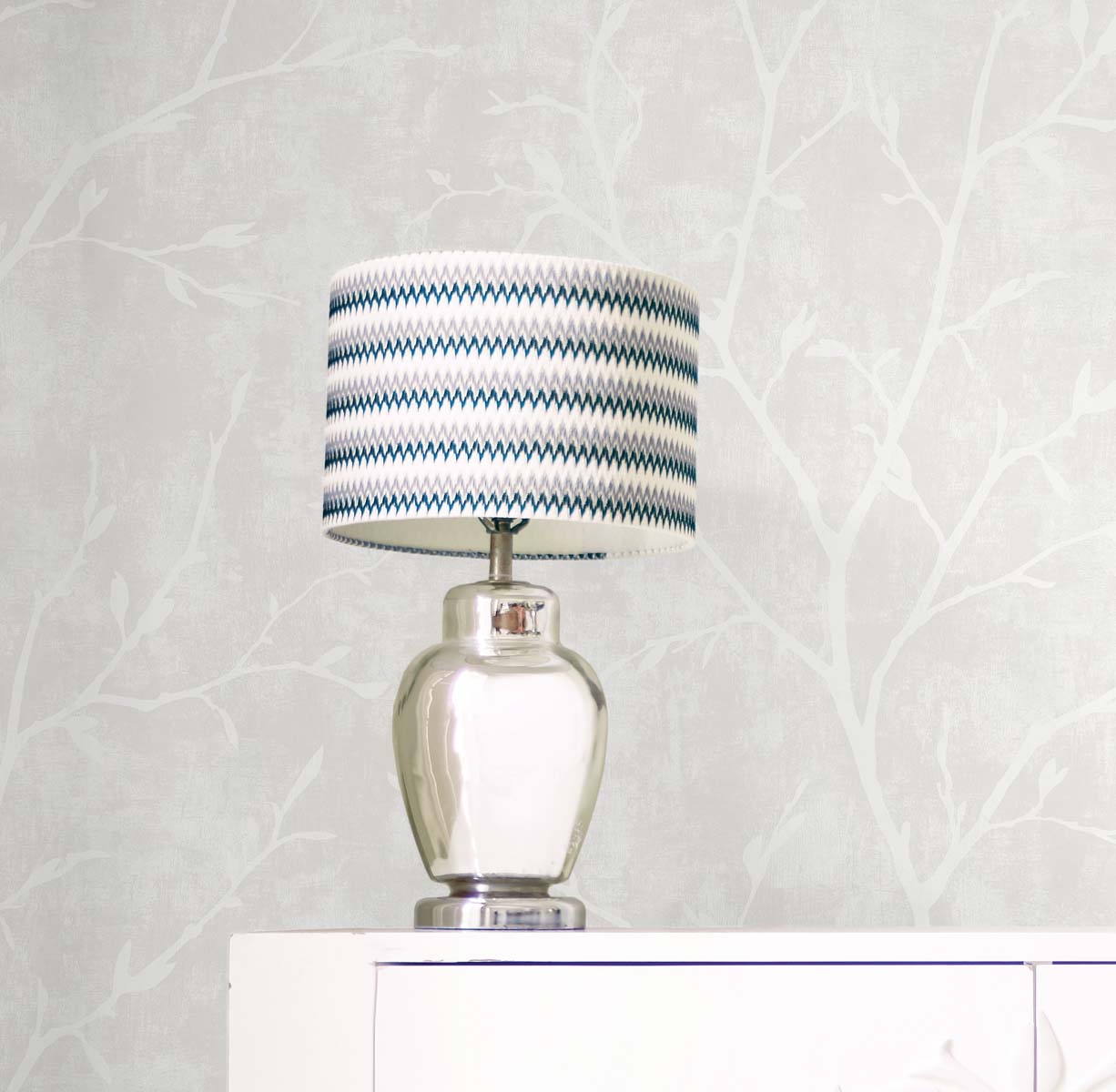 Seabrook Designs White Heron Avena Branches Botanical Contemporary Off-White Satin  - EW10208