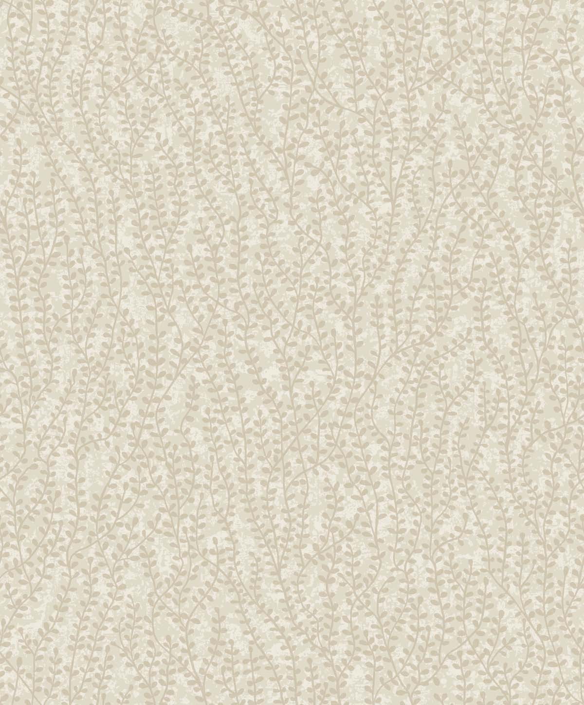 Seabrook Designs White Heron Seaweed Beaded Branches Botanical Contemporary Beige Metallic/ Glass Beads Sidewall - EW10607