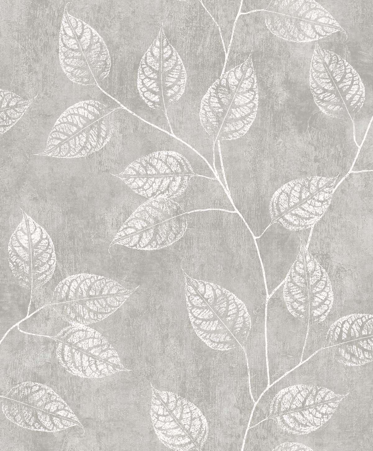 Seabrook Designs White Heron Branch Trail Silhouette Botanical Contemporary Grey Satin Sidewall - EW10808