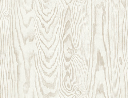 Seabrook Designs White Heron Kyoto Faux Woodgrain Wood Contemporary Off-White Satin  - EW11307
