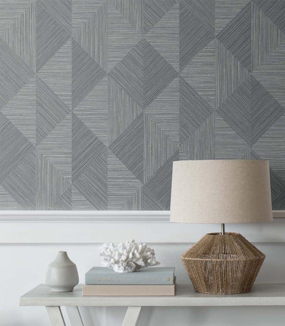 Seabrook Designs White Heron Diamond Inlay Geometric Contemporary Grey Matte  - EW11700