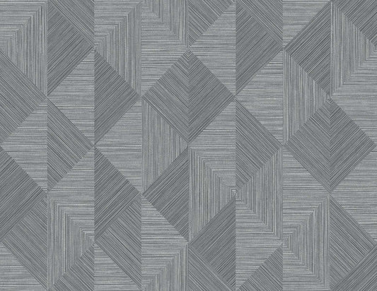 Seabrook Designs White Heron Diamond Inlay Geometric Contemporary Grey Matte Sidewall - EW11700