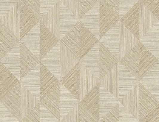 Seabrook Designs White Heron Diamond Inlay Geometric Contemporary Beige Matte Sidewall - EW11705