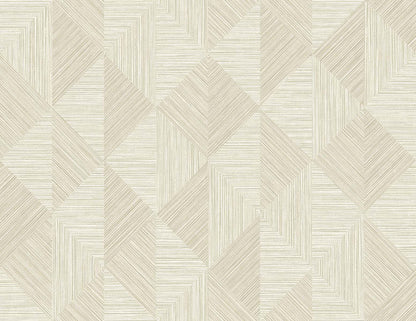 Seabrook Designs White Heron Diamond Inlay Geometric Contemporary Beige Matte  - EW11707