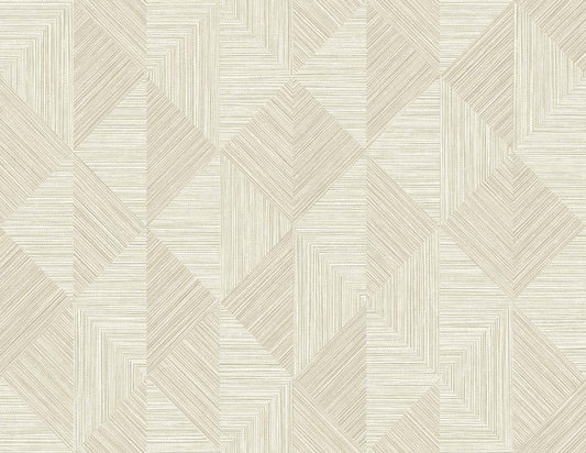 Seabrook Designs White Heron Diamond Inlay Geometric Contemporary Beige Matte Sidewall - EW11707