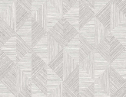 Seabrook Designs White Heron Diamond Inlay Geometric Contemporary Grey Matte  - EW11708