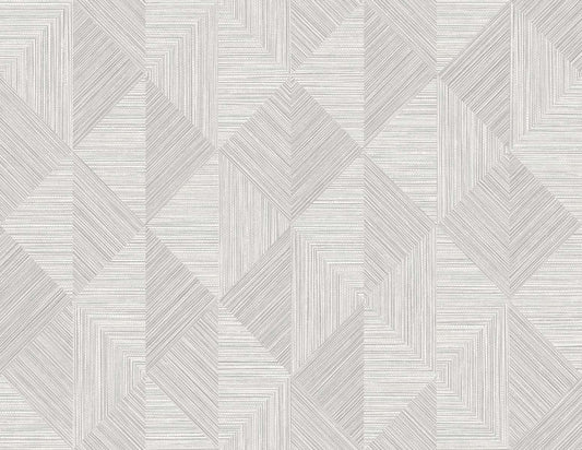 Seabrook Designs White Heron Diamond Inlay Geometric Contemporary Grey Matte Sidewall - EW11708