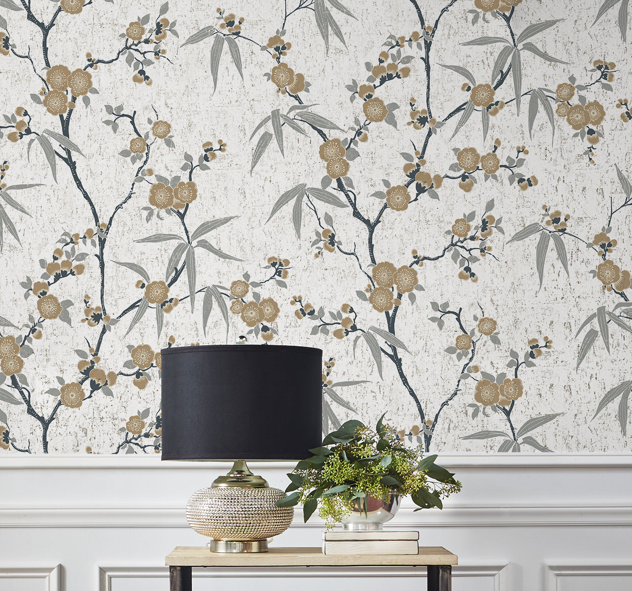 Seabrook Designs White Heron Blossom Cork Floral Contemporary Off-White Matte  - EW11905