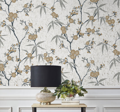 Seabrook Designs White Heron Blossom Cork Floral Contemporary Off-White Matte  - EW11905