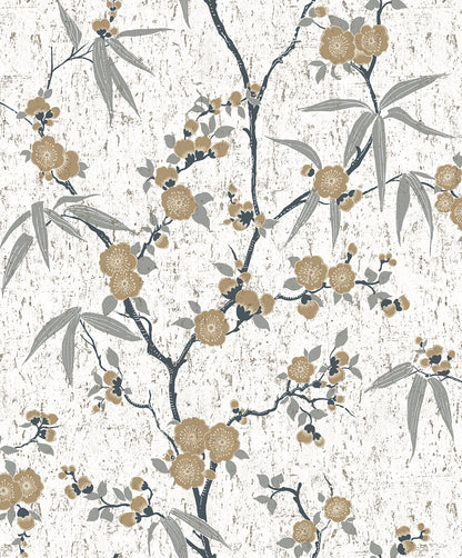 Seabrook Designs White Heron Blossom Cork Floral Contemporary Off-White Matte  - EW11905