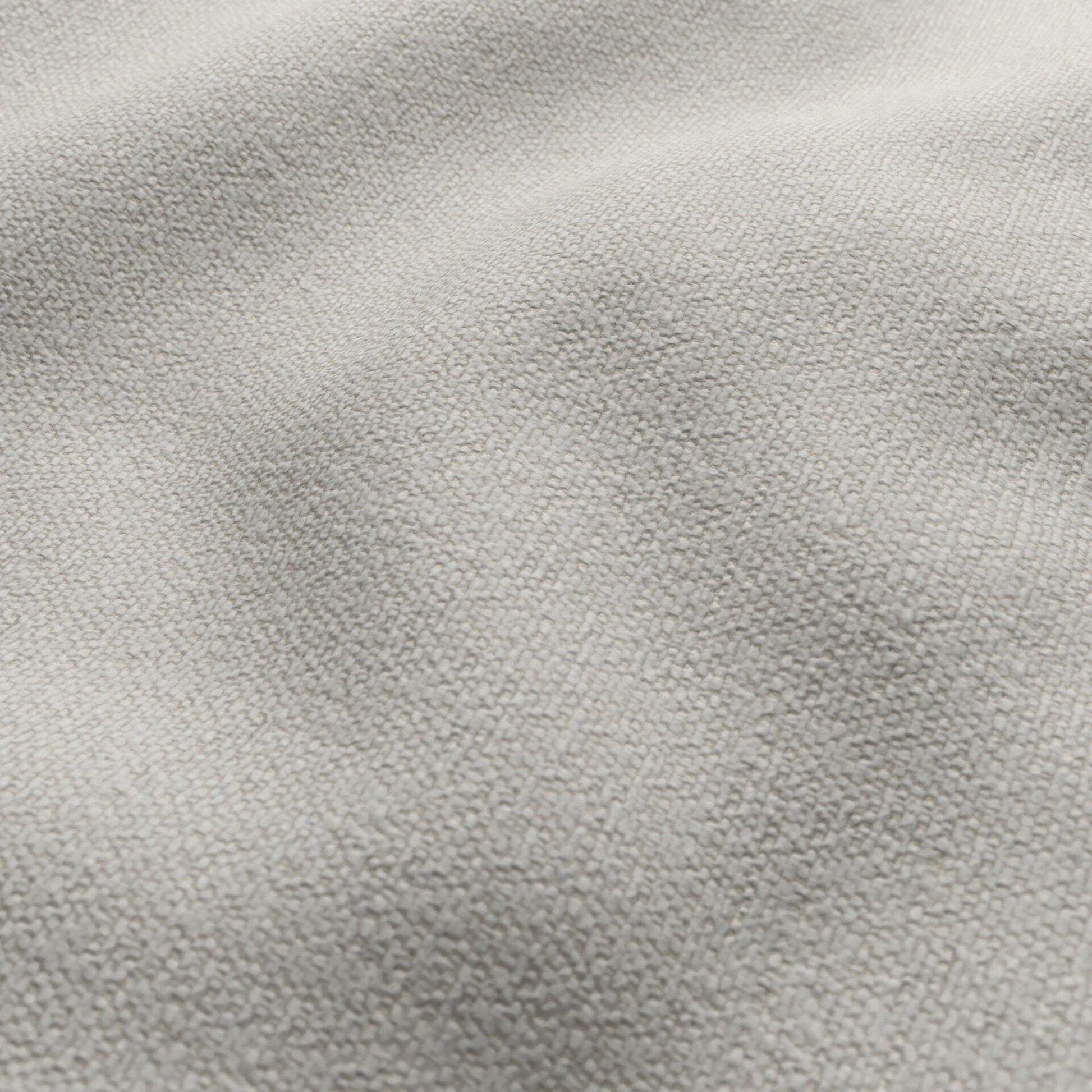 Grey outdoor chenille fabric close-up with a textured surface and looped fibers.