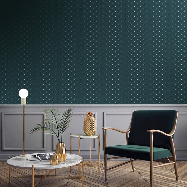 Geo Key Boutique wallpaper F‑PL3005 by Galerie: metallic Greek key pattern, embossed non‑woven paste‑the‑wall wallpaper, ideal for modern or art‑deco feature walls.