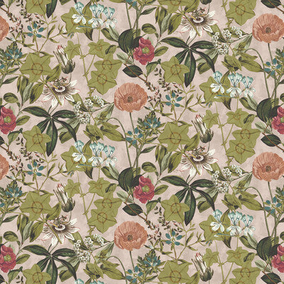 CLARKE AND CLARKE VELVET BOTANICAL & FLORAL PINK,GREEN,   - F1304/06.CAC.0