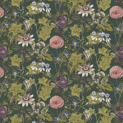 CLARKE AND CLARKE VELVET BOTANICAL & FLORAL GREEN,PINK,   - F1304/07.CAC.0