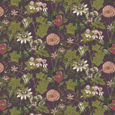 CLARKE AND CLARKE VELVET BOTANICAL & FLORAL PURPLE,PINK,   - F1304/08.CAC.0