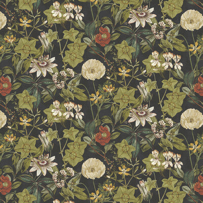 CLARKE AND CLARKE VELVET BOTANICAL & FLORAL CHARCOAL,MULTI,   - F1304/09.CAC.0