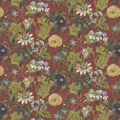 CLARKE AND CLARKE VELVET BOTANICAL & FLORAL RED,MULTI,   - F1304/10.CAC.0